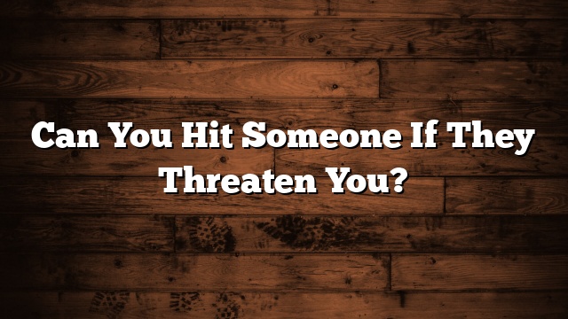Can You Hit Someone If They Threaten You?