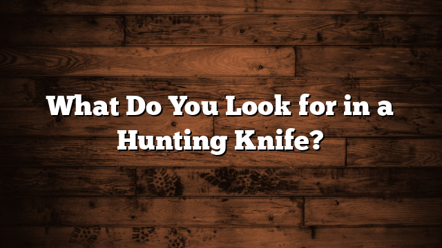 What Do You Look for in a Hunting Knife?